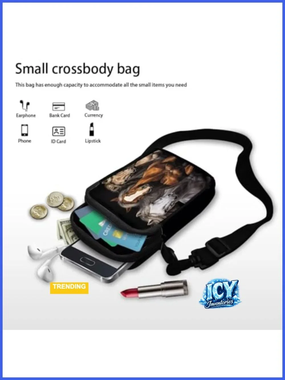 Mini Crossbody Phone Purse for Women, Polyester Messenger Pouch, Adjustable